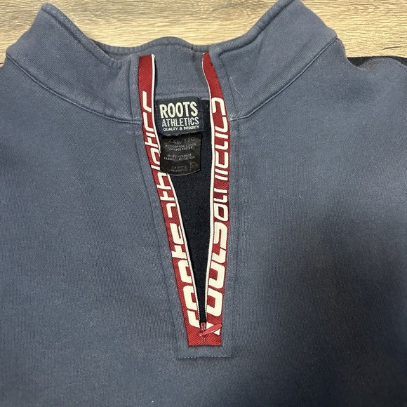VTG ROOTS ATHLETICS Navy 1/4 zip pullover sweatshirt Men's XXL - Picture 7 of 8